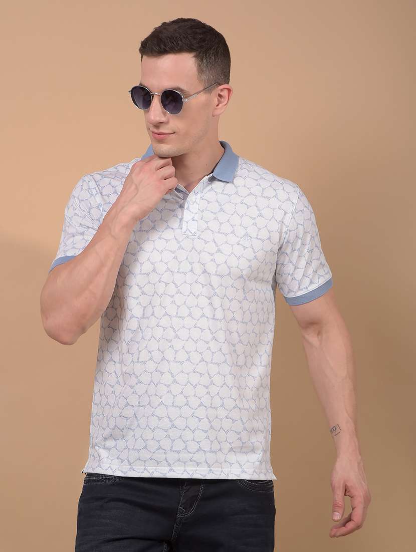 men printed short sleeve slim fit polo t-shirt