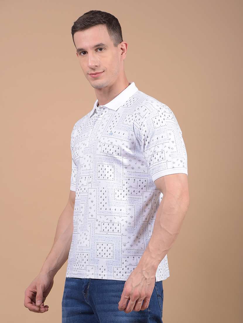 men printed short sleeve slim fit polo t-shirt - 21914414 -  Standard Image - 1