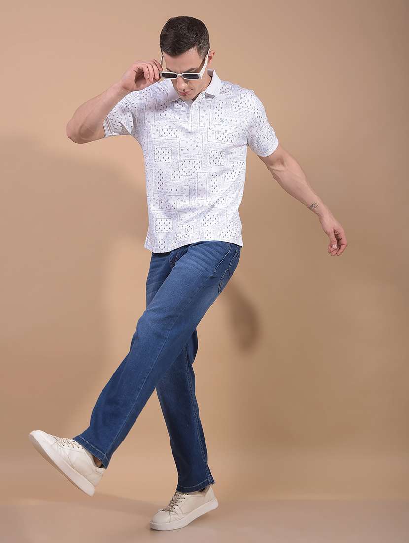 men printed short sleeve slim fit polo t-shirt - 21914414 -  Standard Image - 4