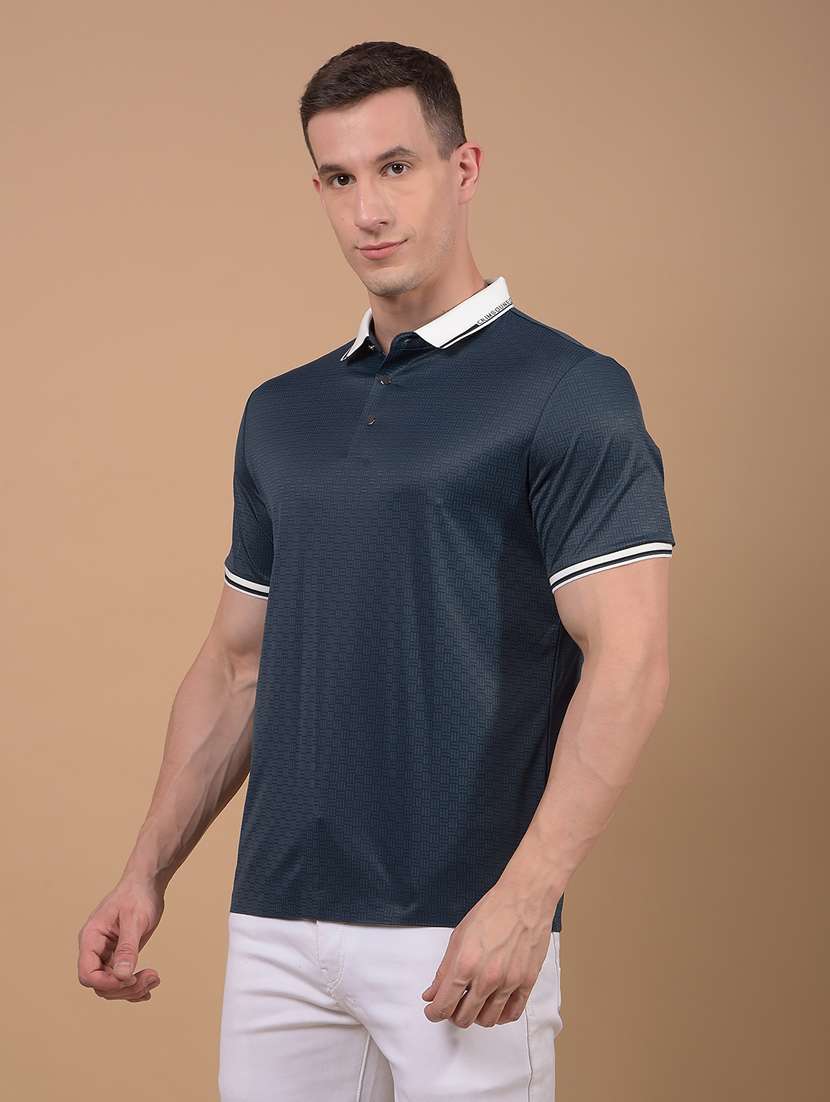 men self design short sleeve slim fit polo t-shirt - 21914419 -  Standard Image - 1