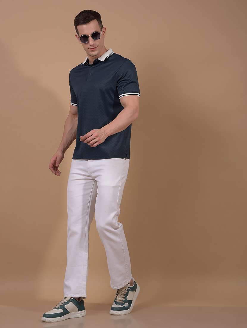men self design short sleeve slim fit polo t-shirt - 21914419 -  Standard Image - 4