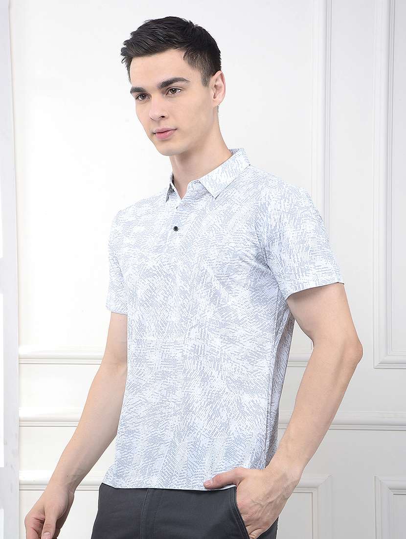 men printed short sleeve slim fit polo t-shirt - 21914428 -  Standard Image - 1