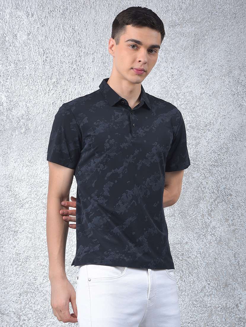 men printed short sleeve slim fit polo t-shirt - 21914430 -  Standard Image - 1