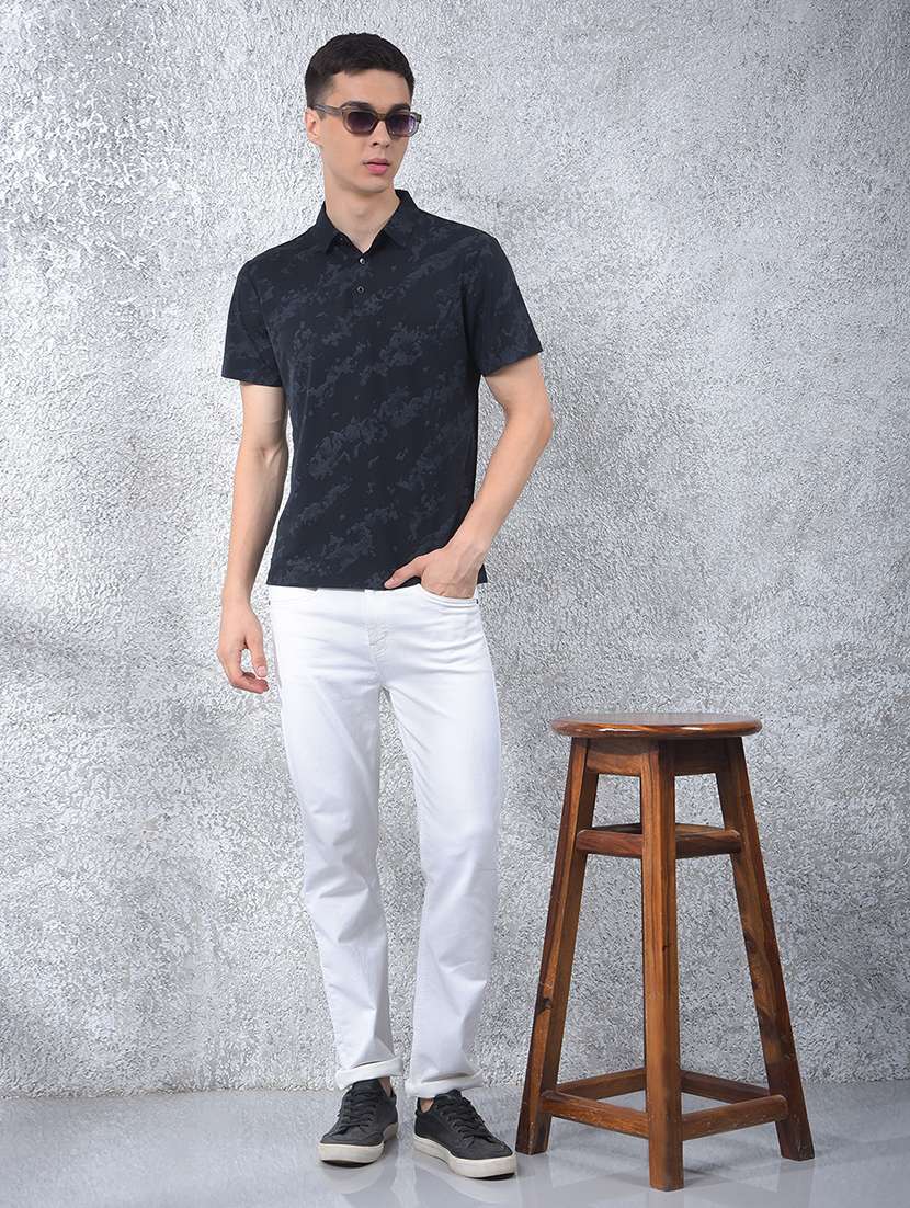 men printed short sleeve slim fit polo t-shirt - 21914430 -  Standard Image - 4