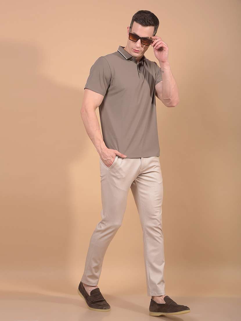 men solid short sleeve slim fit polo t-shirt - 21914432 -  Standard Image - 4