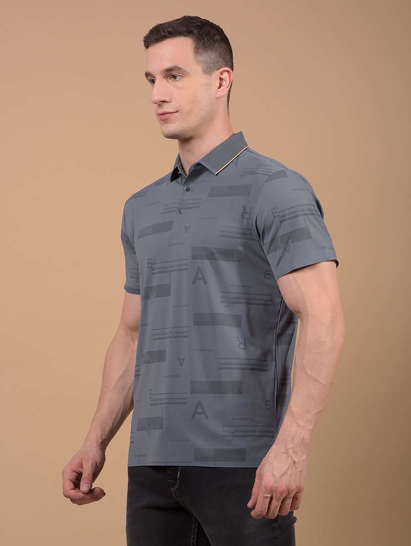 men printed short sleeve slim fit polo t-shirt - 21914433 -  Standard Image - 1