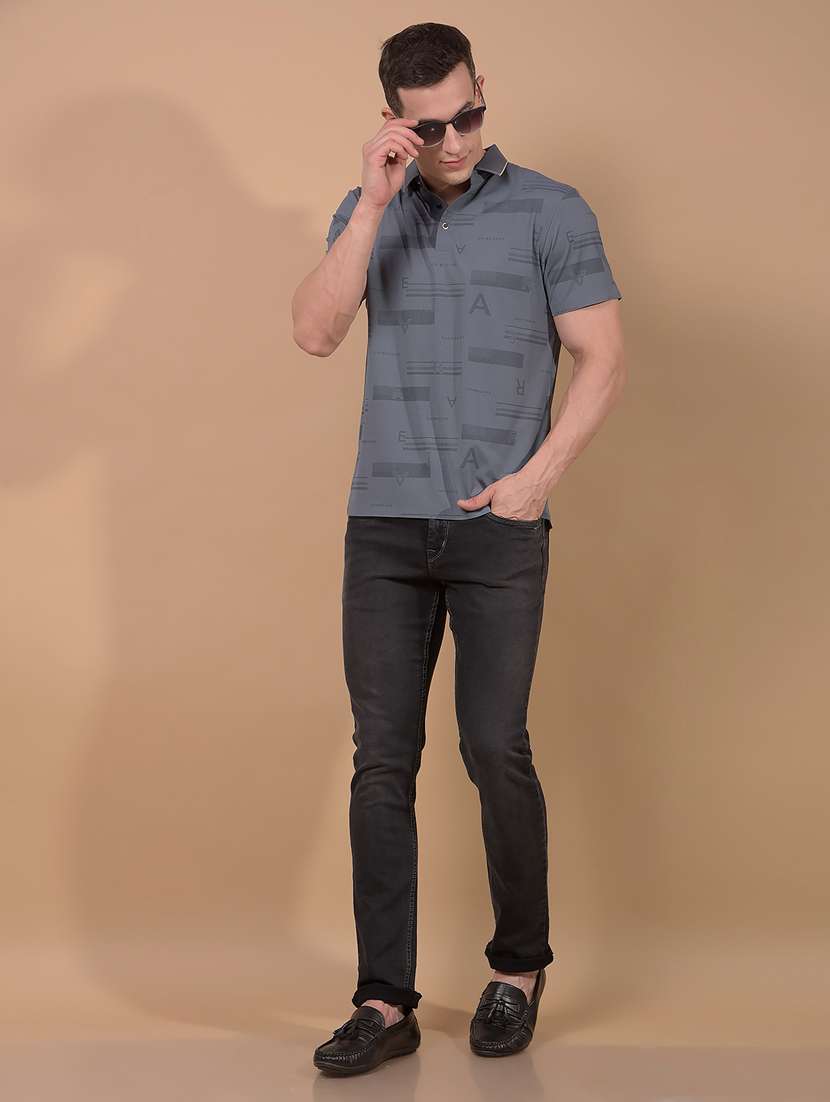 men printed short sleeve slim fit polo t-shirt - 21914433 -  Standard Image - 4