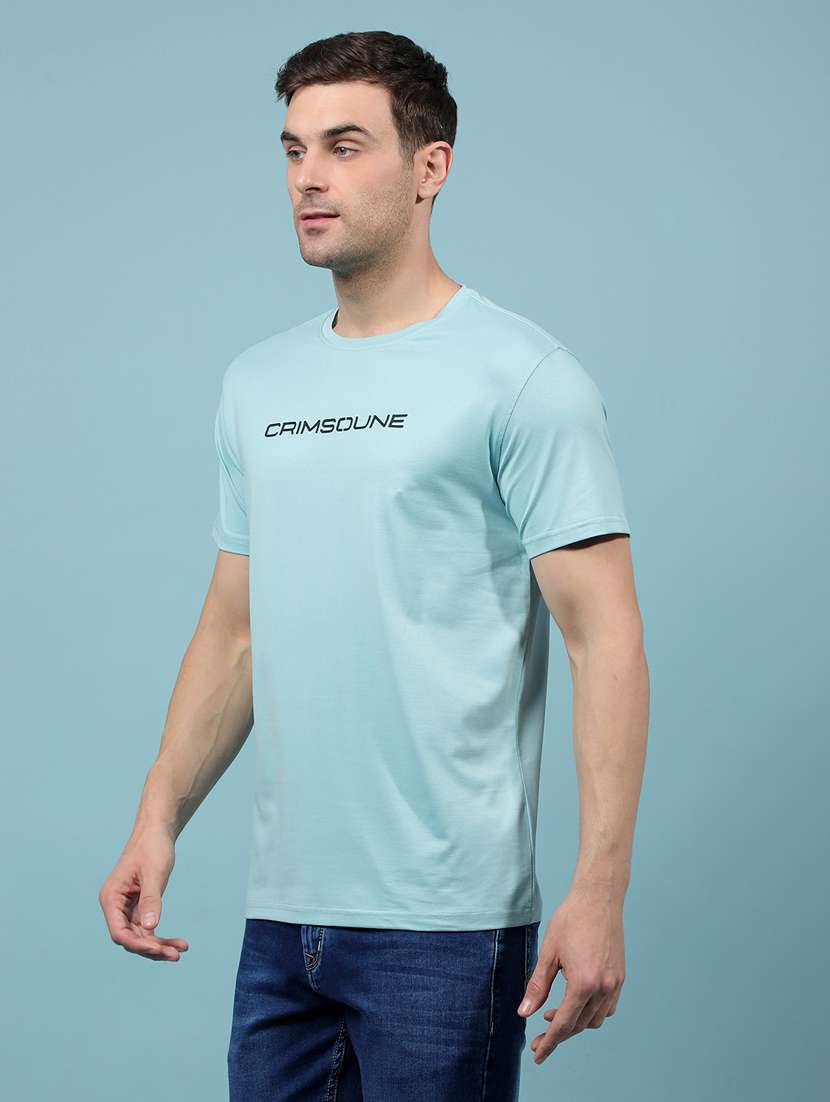 men chest print round neck regular fit t-shirt - 21914444 -  Standard Image - 1