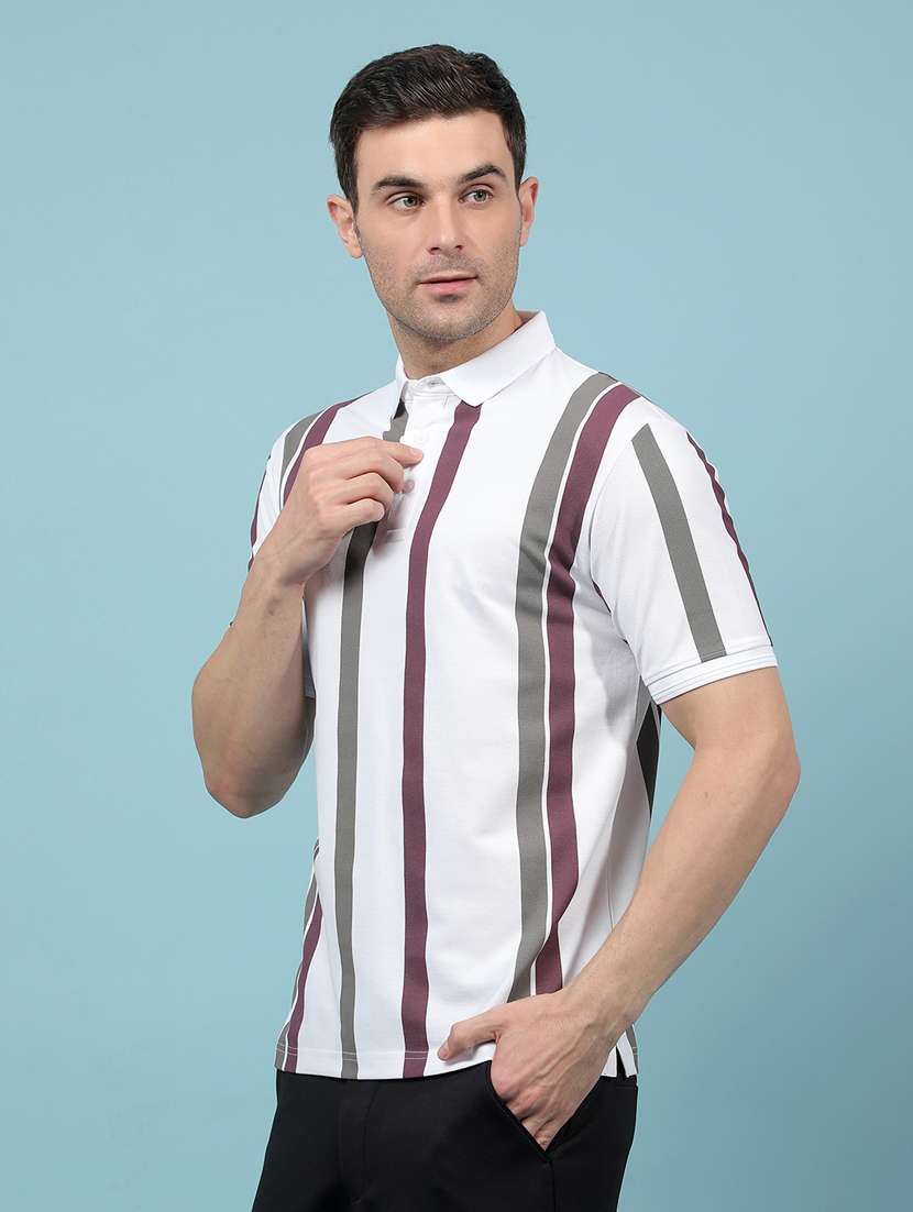 men striped short sleeve regular fit polo t-shirt - 21914449 -  Standard Image - 1