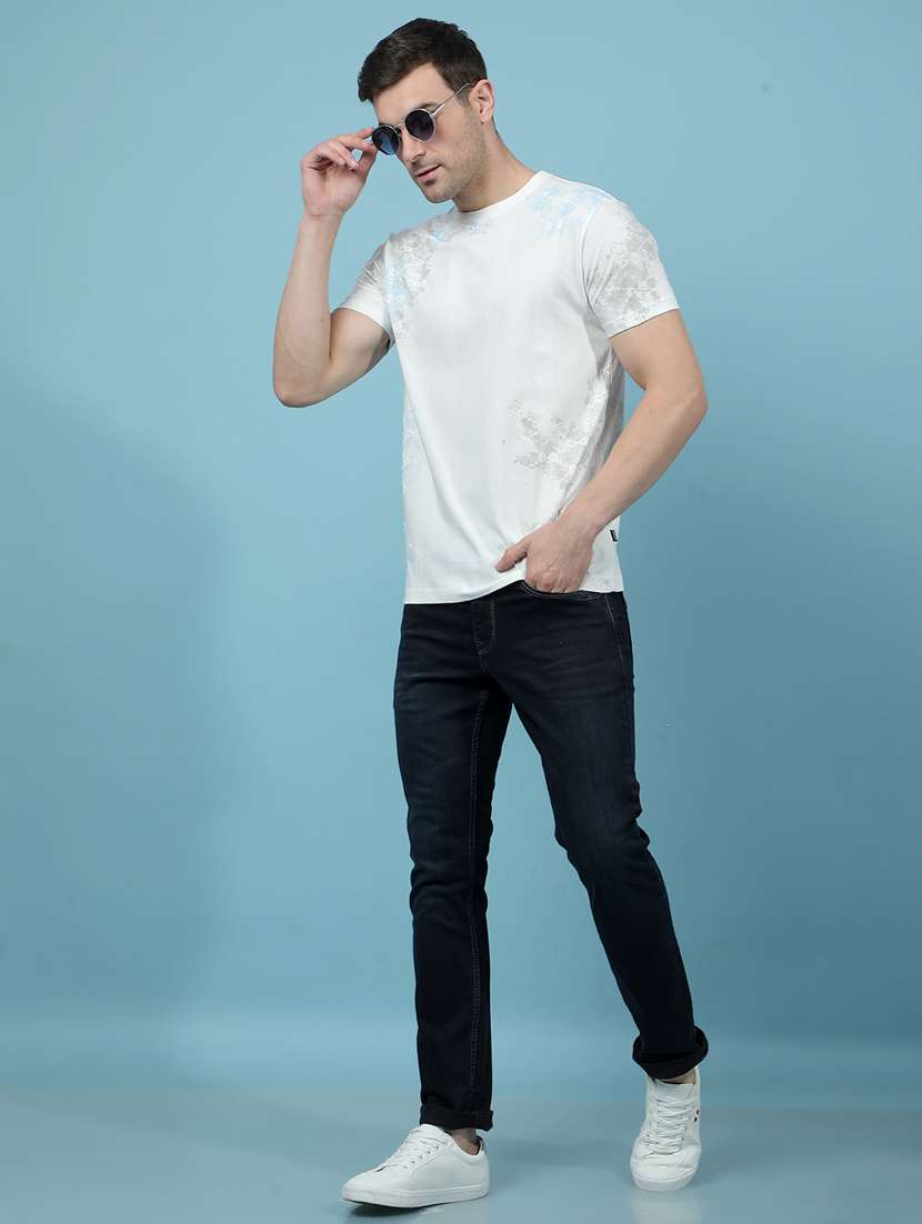 men printed short sleeve slim fit casual t-shirt - 21914450 -  Standard Image - 4