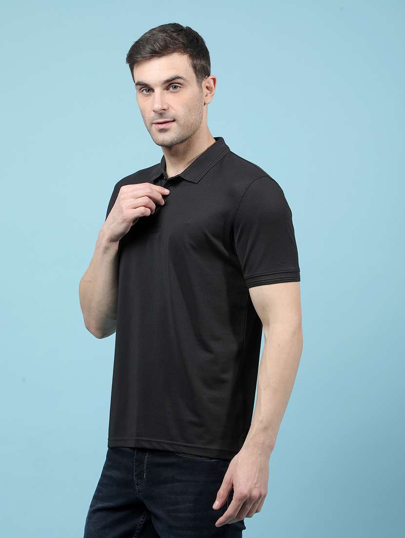 men solid short sleeve slim fit polo t-shirt - 21914459 -  Standard Image - 1