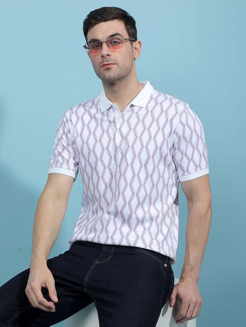 men printed short sleeves regular fit polo t-shirt