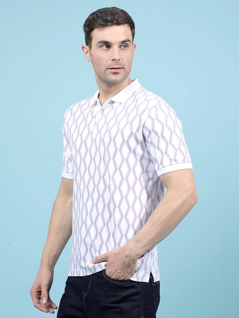 men printed short sleeves regular fit polo t-shirt - 21914466 -  Standard Image - 1