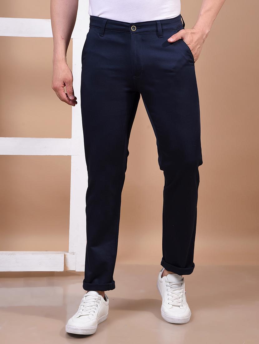 men solid mid rise slim fit chinos