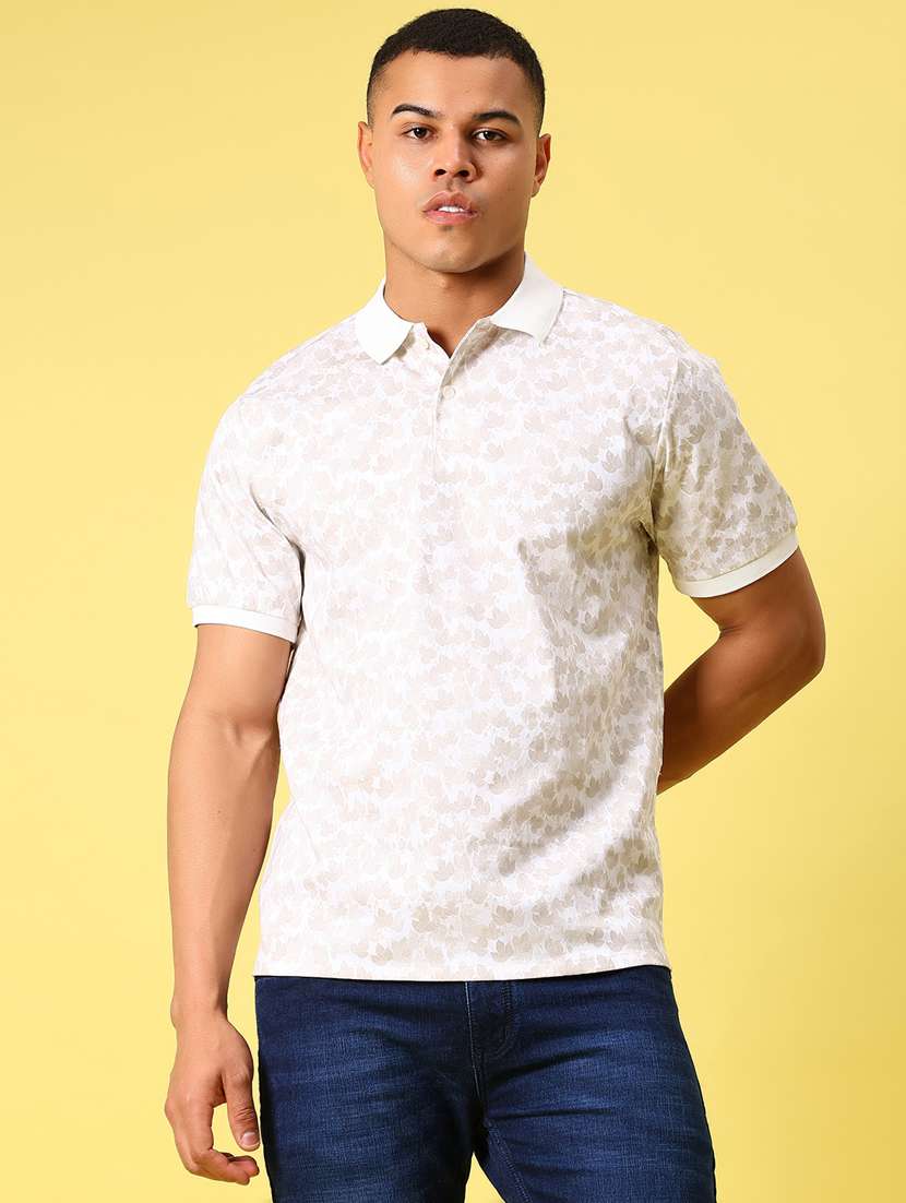 men printed short sleeve regular fit polo t-shirt