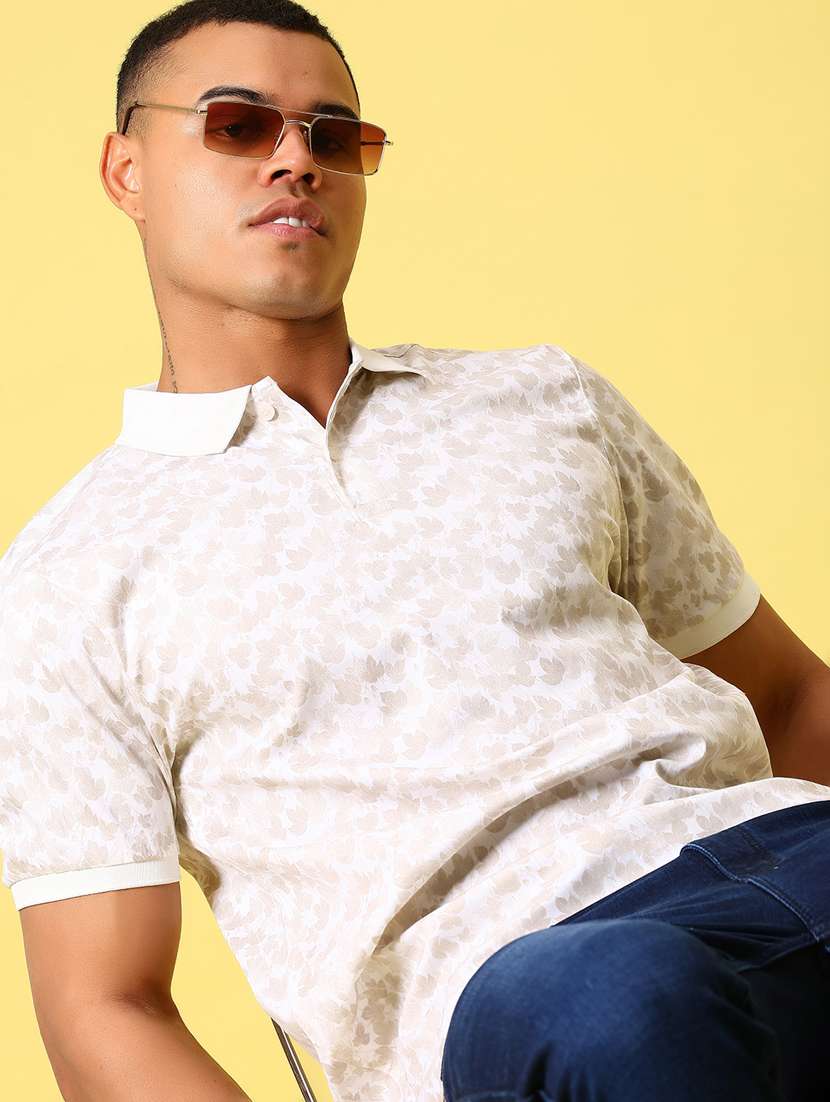 men printed short sleeve regular fit polo t-shirt - 21914591 -  Standard Image - 1