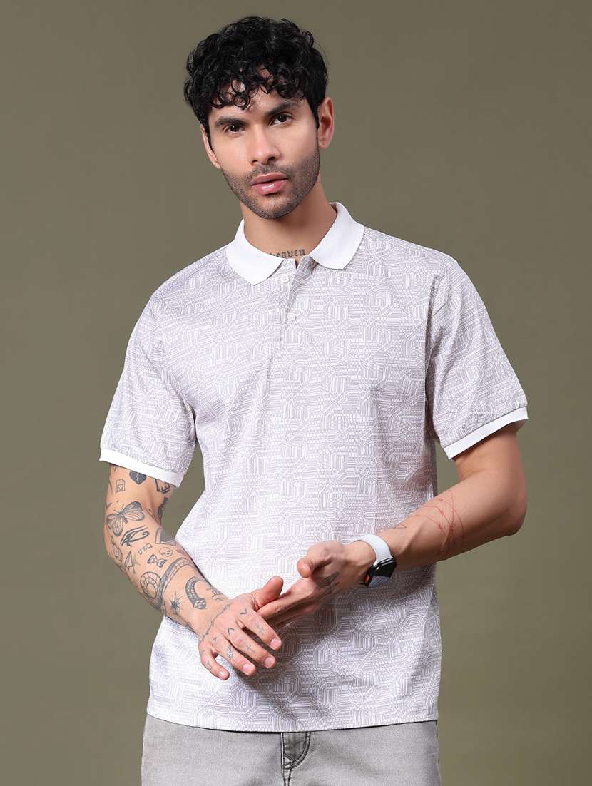 men printed short sleeve regular fit polo t-shirt - 21914592 -  Standard Image - 1