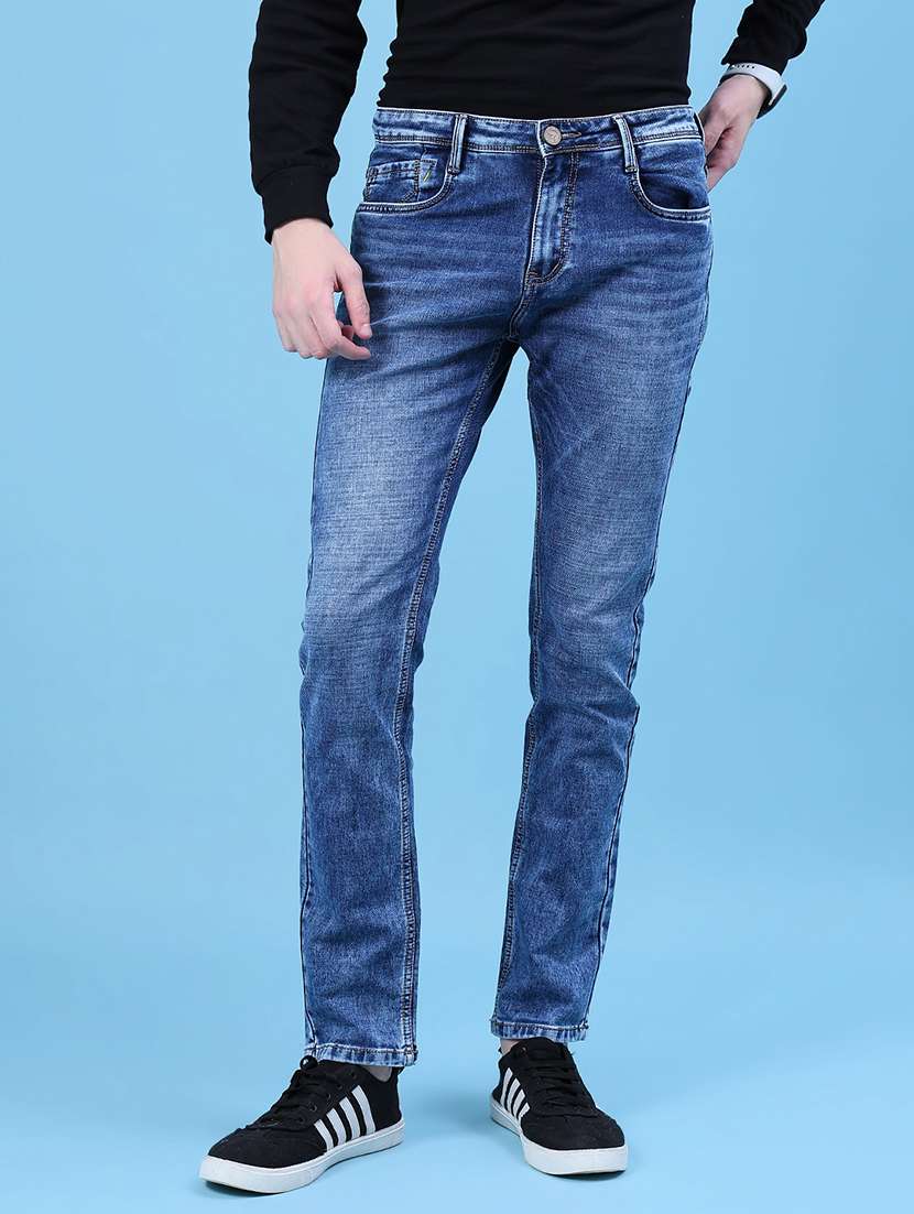 men washed mid rise full length slim fit jeans - 21914616 -  Standard Image - 1