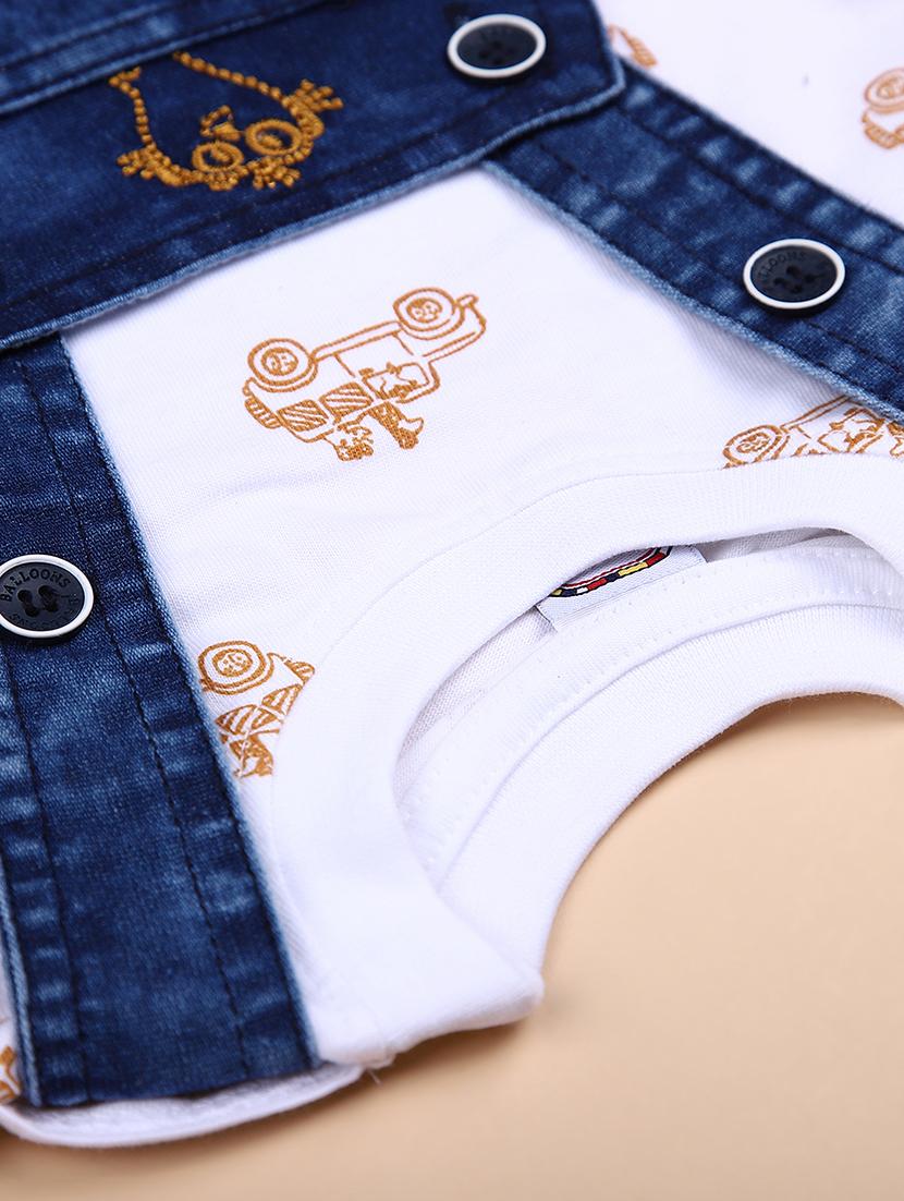 kids printed t-shirt with denim dungree set - 21914976 - Standard Image - 4