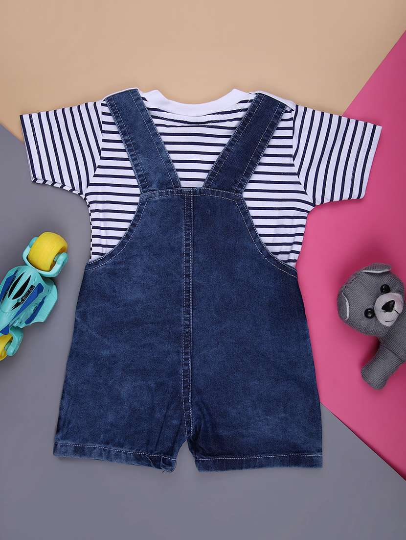boys striped t-shirt & dungaree casual wear set - 21914979 -  Standard Image - 1