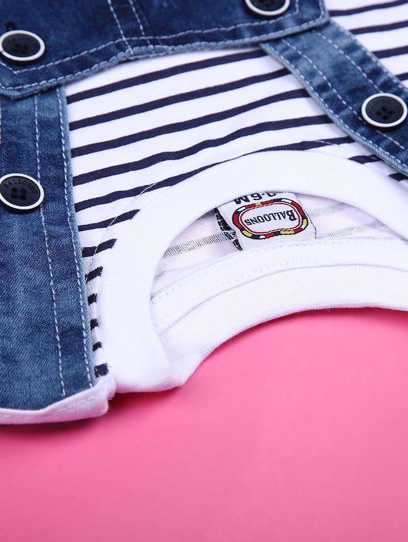 boys striped t-shirt & dungaree casual wear set - 21914979 -  Standard Image - 4