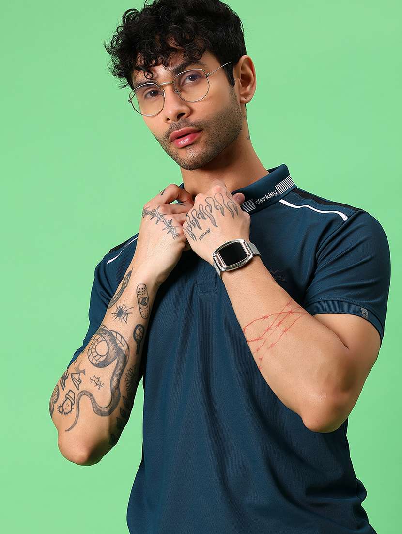 men solid short sleeve slim fit polo t-shirt