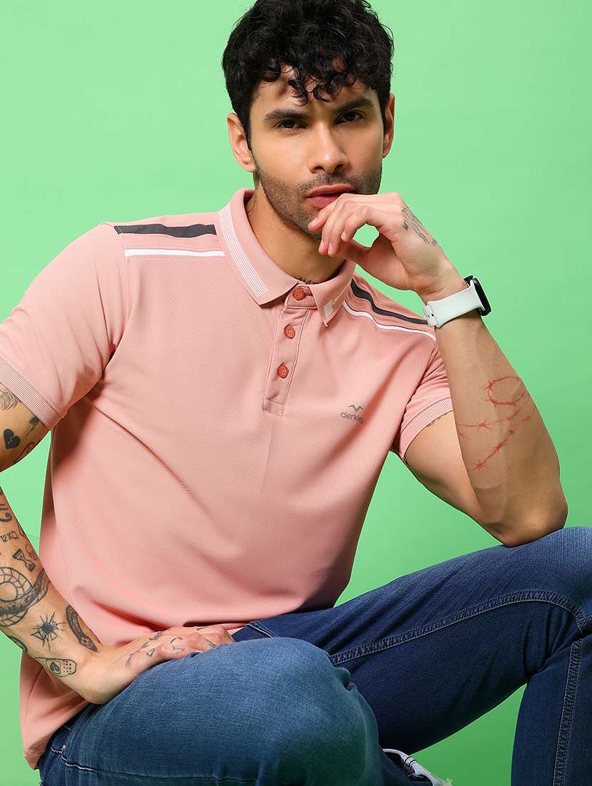 men solid short sleeve slim fit polo t-shirt