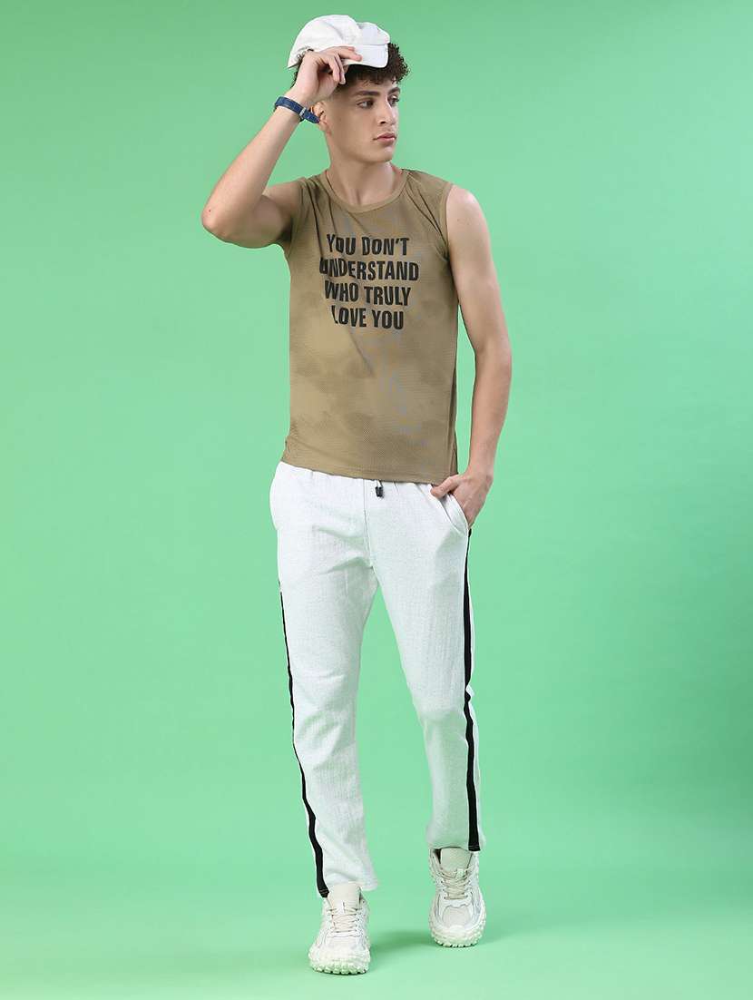 men side taped mid rise full length track pant - 21914999 -  Standard Image - 4