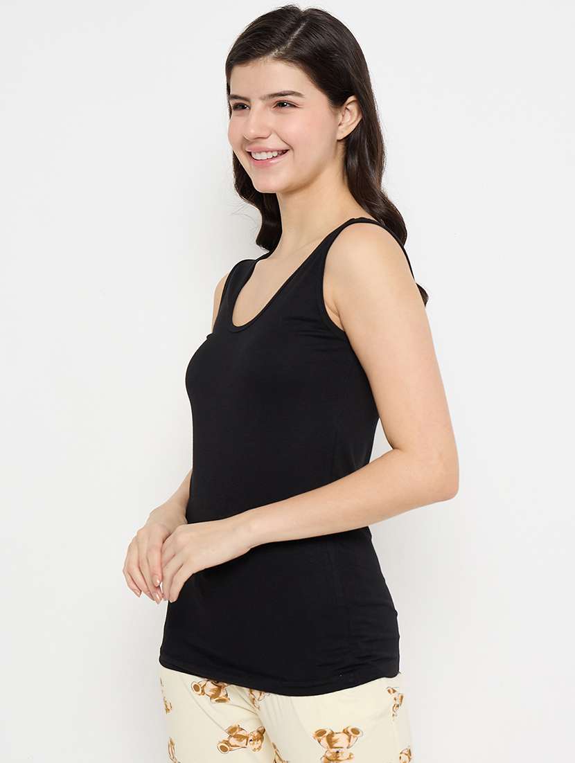 women black solid sleeveless camisole - 21915105 -  Standard Image - 1