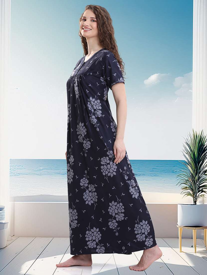 women printed short sleeves nighty - 21915360 -  Standard Image - 1