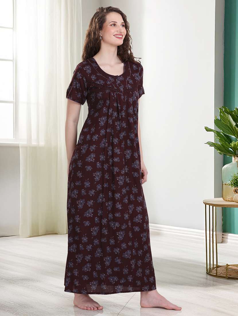 women printed short sleeves maternity wear nighty - 21915385 -  Standard Image - 1