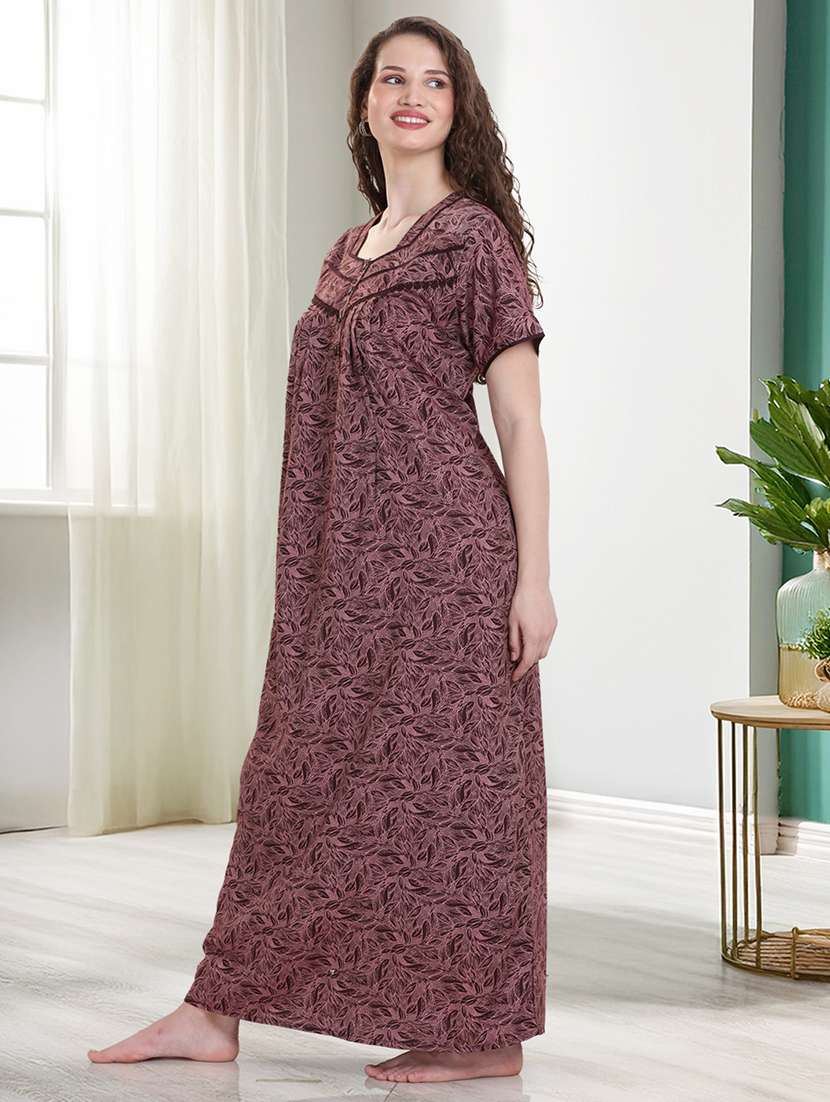 women printed short sleeves maternity wear nighty - 21915388 -  Standard Image - 1
