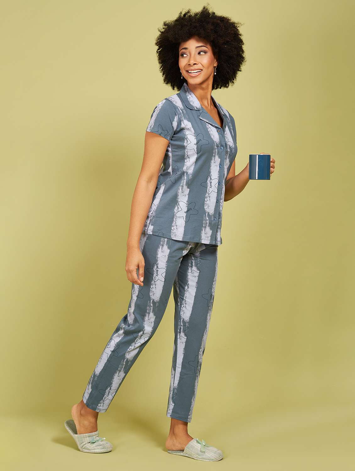 women printed nightwear pyjama set - 21915417 -  Standard Image - 1