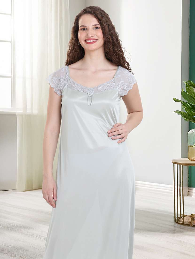 women solid lace detailed sleeveless nighty  - 21915423 -  Standard Image - 4