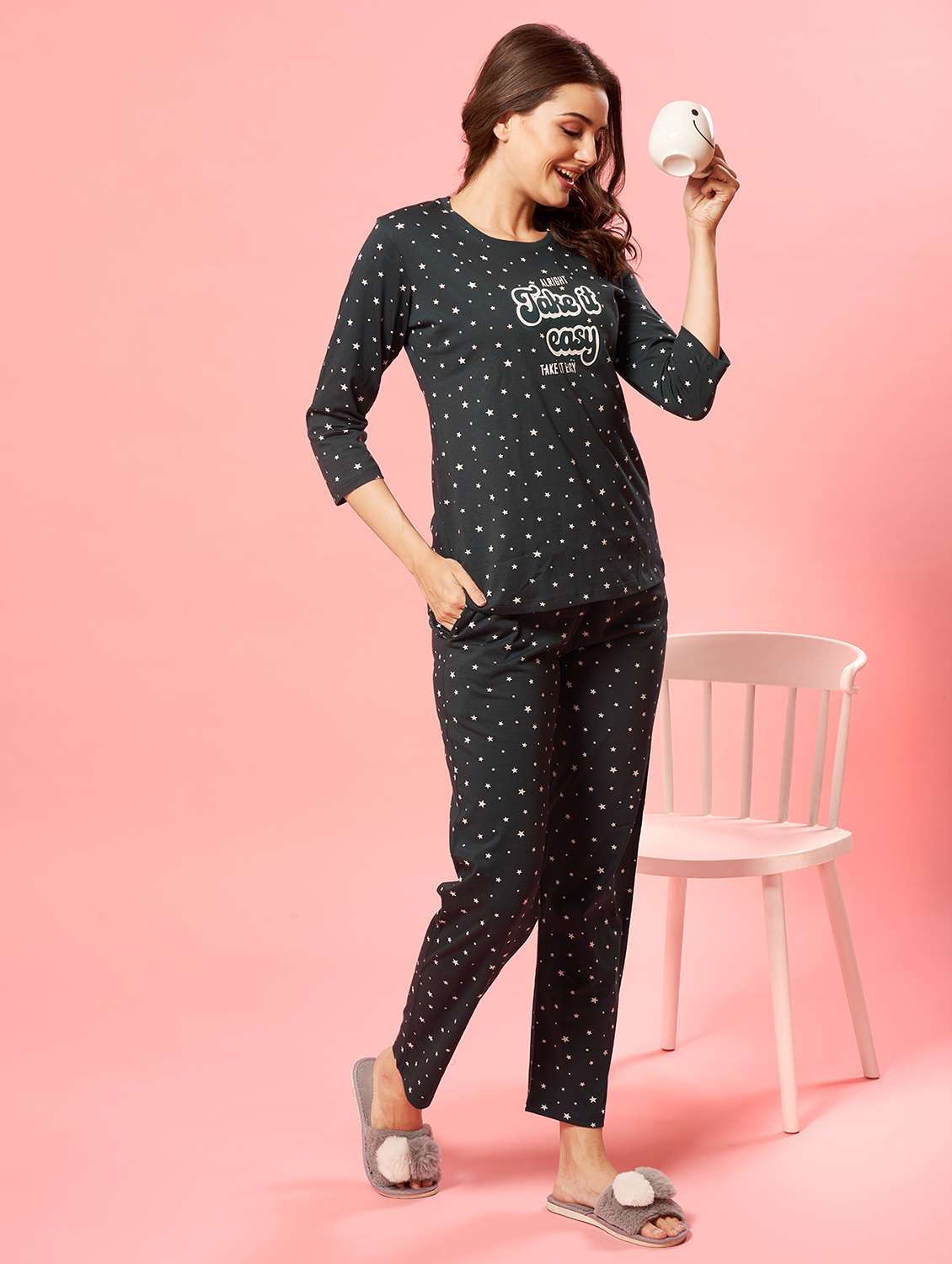 women printed nightwear pyjama set - 21915609 -  Standard Image - 1