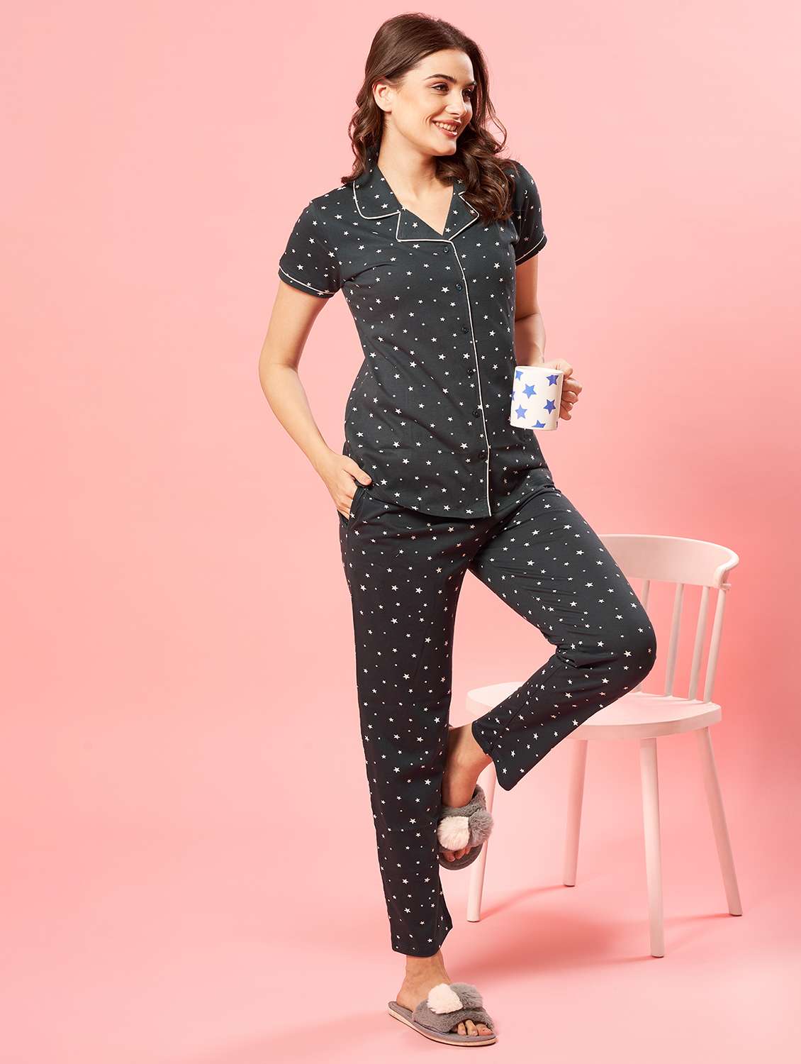women printed nightwear pyjama set - 21915613 -  Standard Image - 1