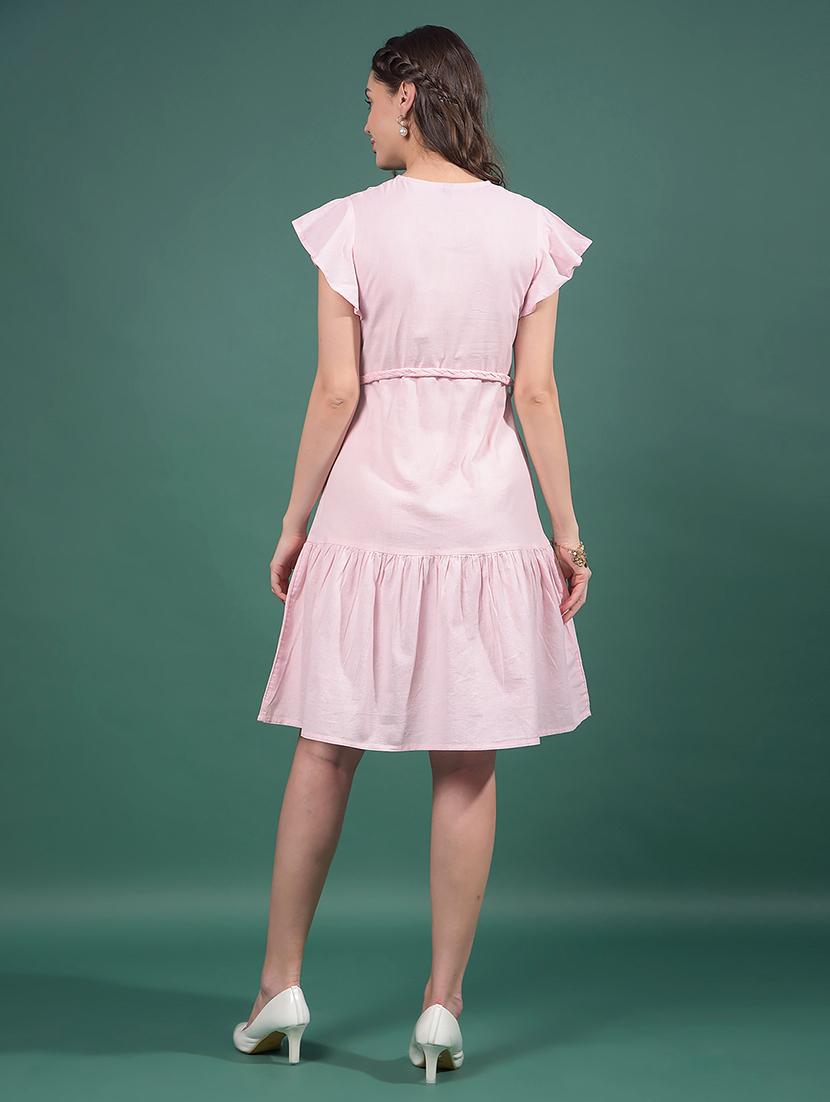 women solid lace detailed tiered dress - 21916024 - Standard Image - 4
