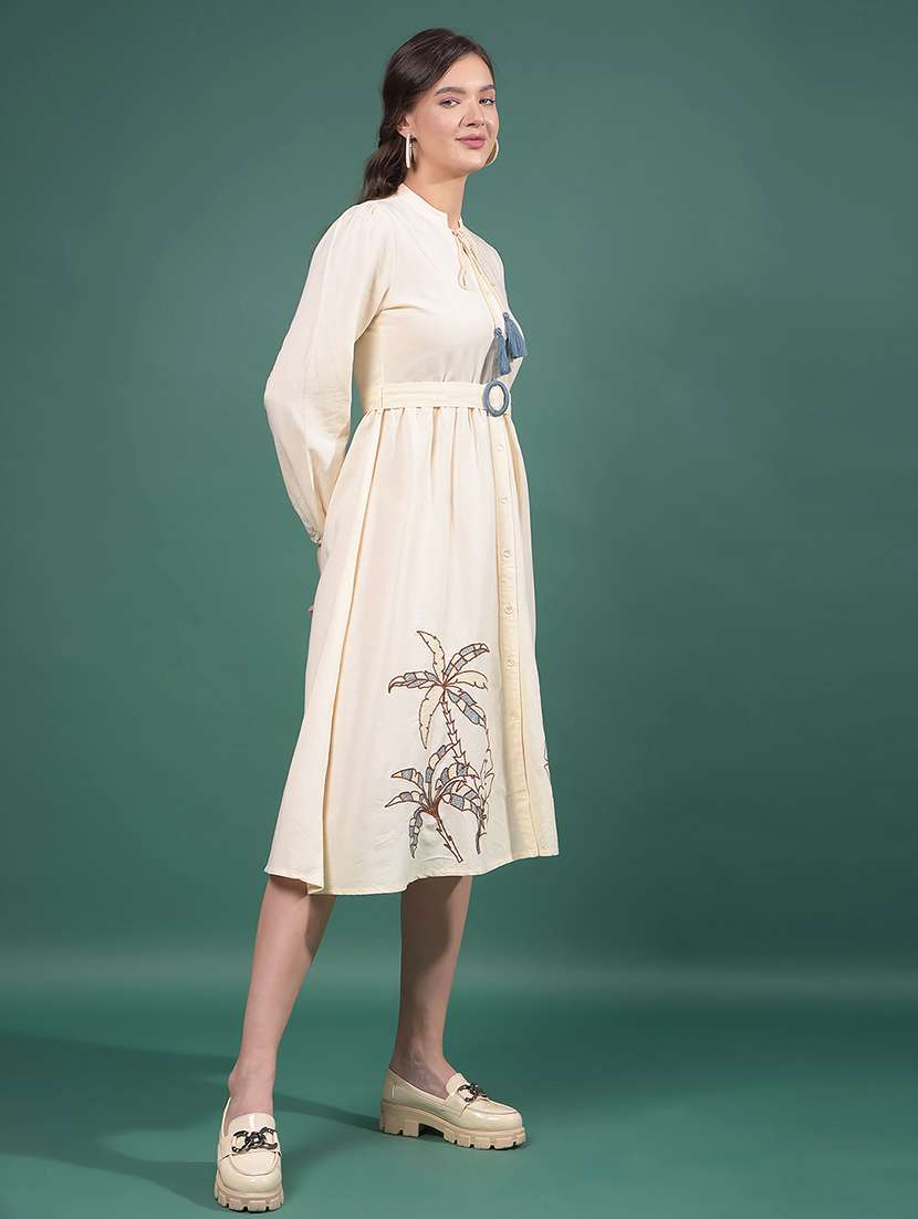 women printed puff sleeves a-line dress - 21916025 -  Standard Image - 1