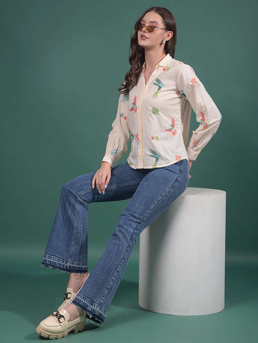 women embroidered collared long sleeves shirt - 21916040 -  Standard Image - 6