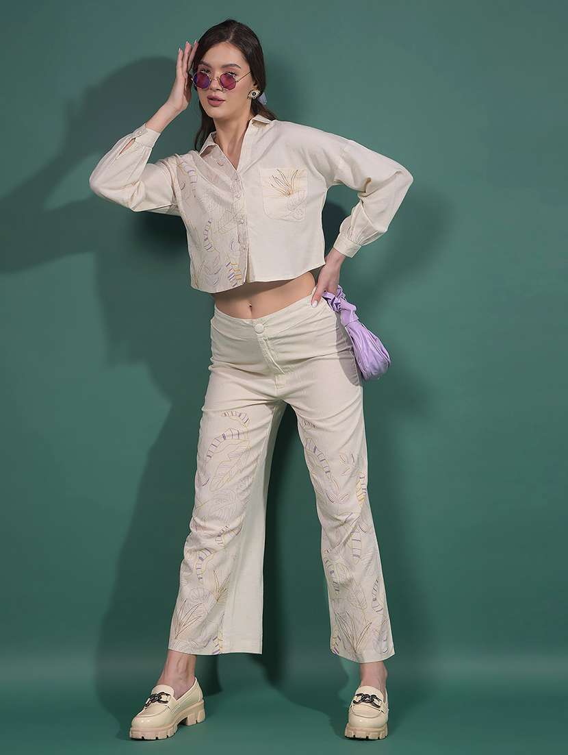 women printed collared long sleeves crop shirt - 21916043 -  Standard Image - 4