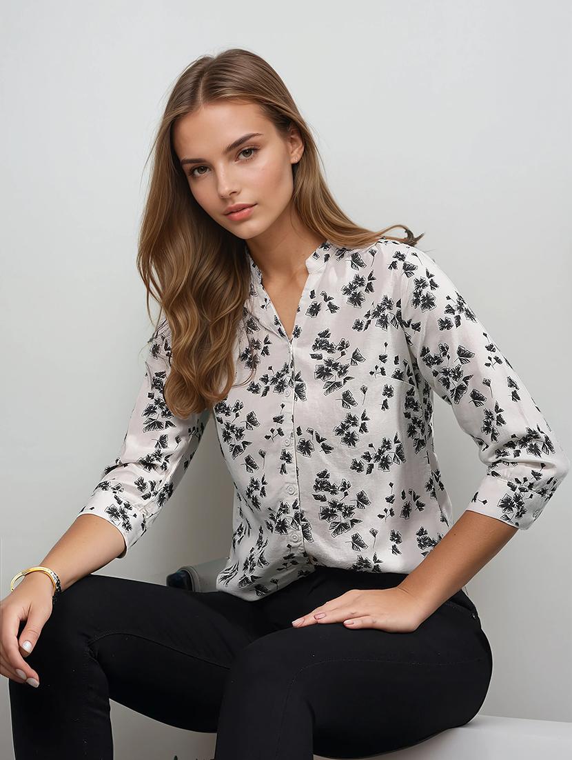 women printed three quarter sleeves shirt - 21916049 - Zoom Image - 0