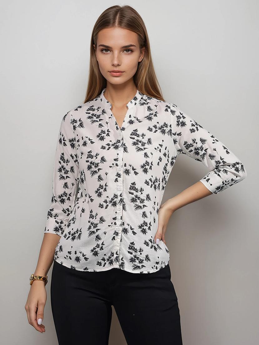 women printed three quarter sleeves shirt - 21916049 - Standard Image - 1