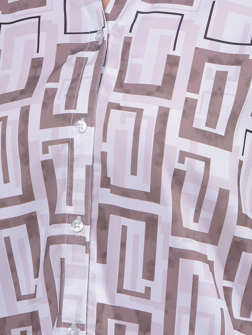 women printed collared long sleeves shirt - 21916050 - Standard Image - 4