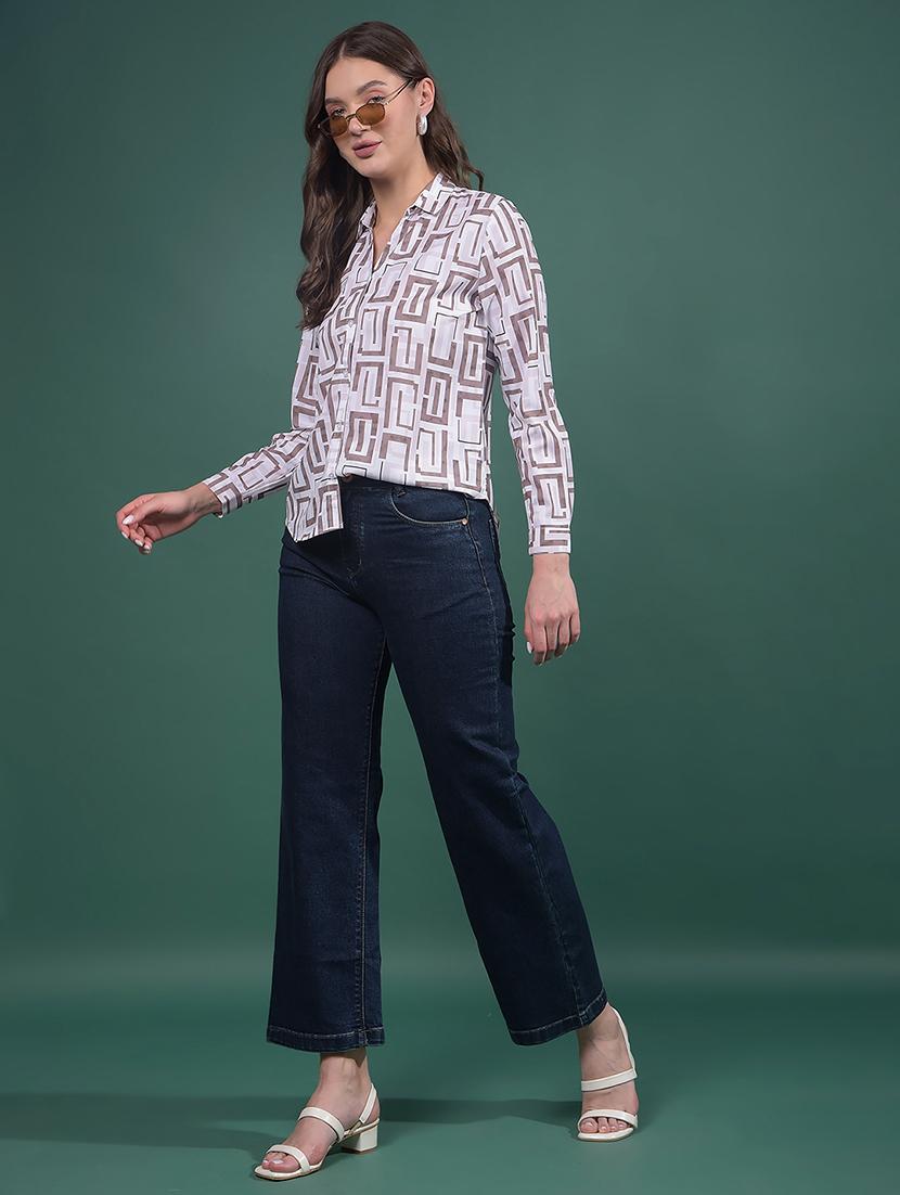 women printed collared long sleeves shirt - 21916050 - Standard Image - 6