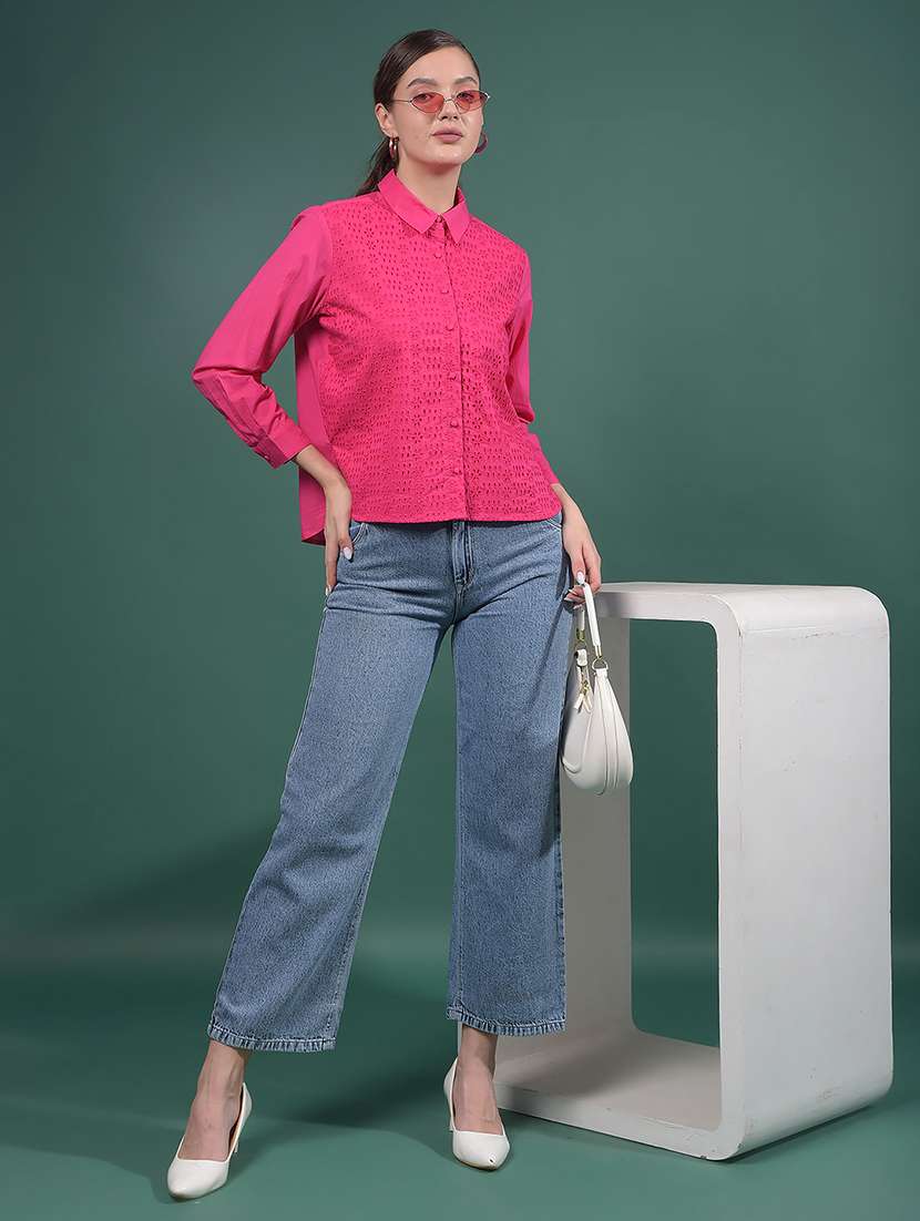 women solid collared long sleeves shirt - 21916057 - Standard Image - 6