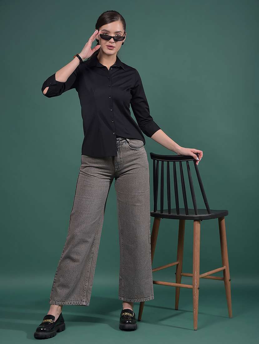 women solid collared regular shirt - 21916059 - Standard Image - 6