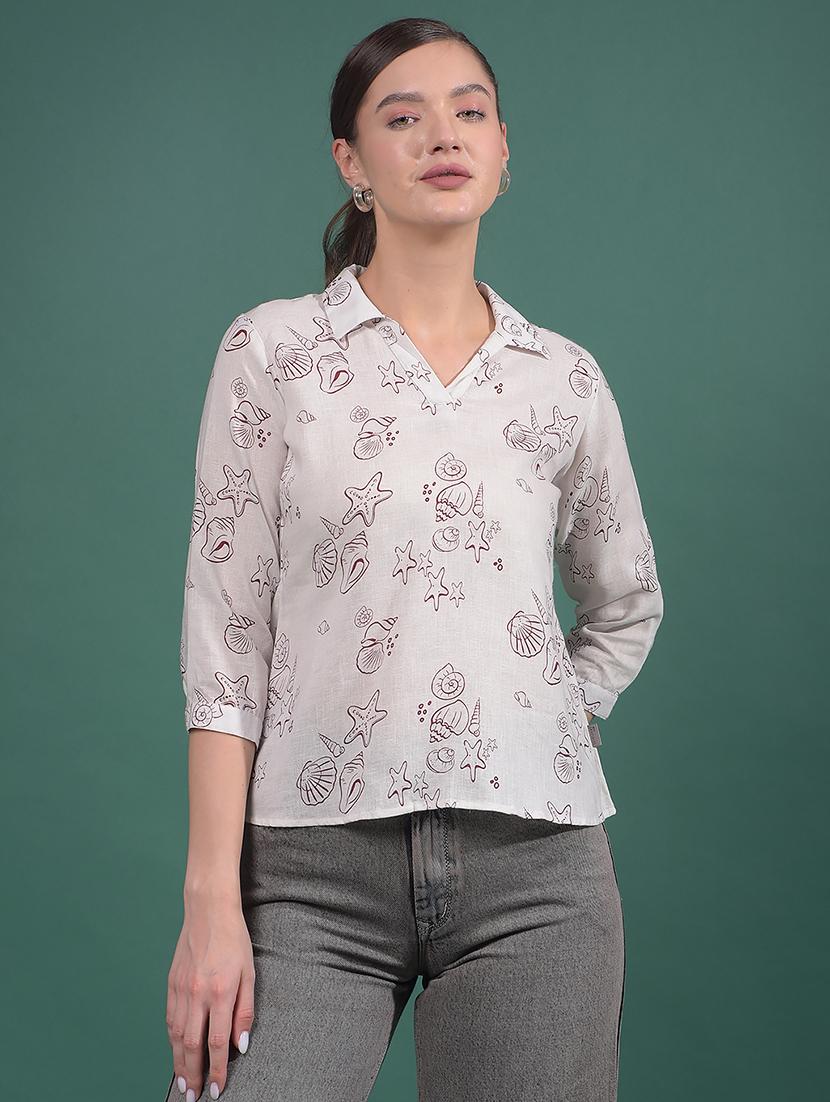 women printed collared regular top - 21916076 - Zoom Image - 0