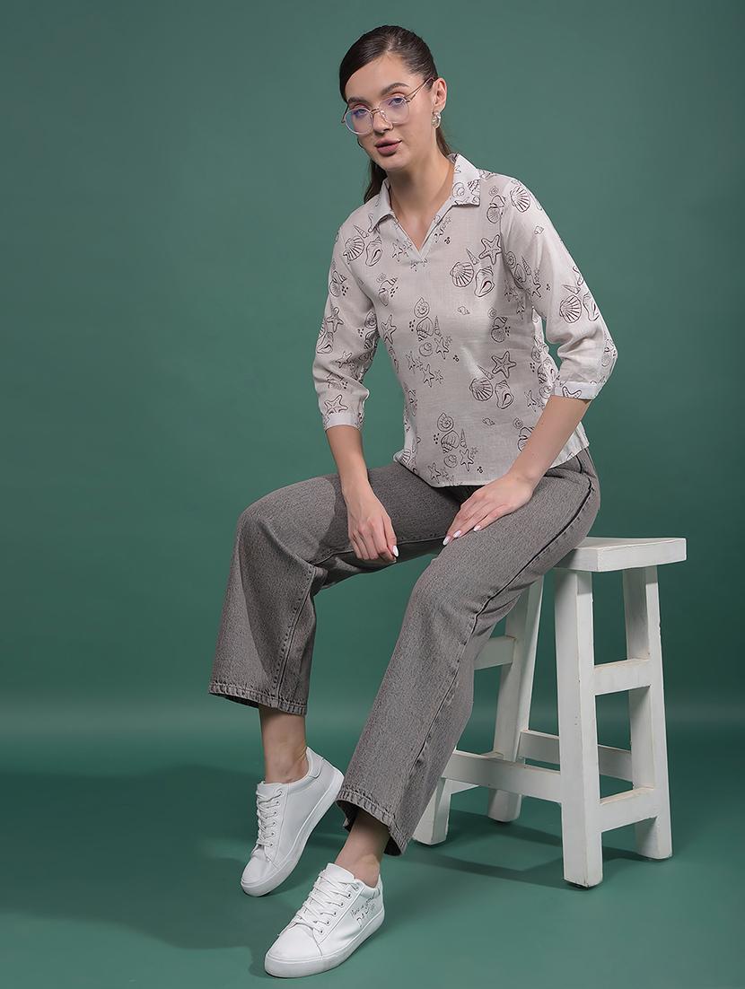 women printed collared regular top - 21916076 - Standard Image - 6
