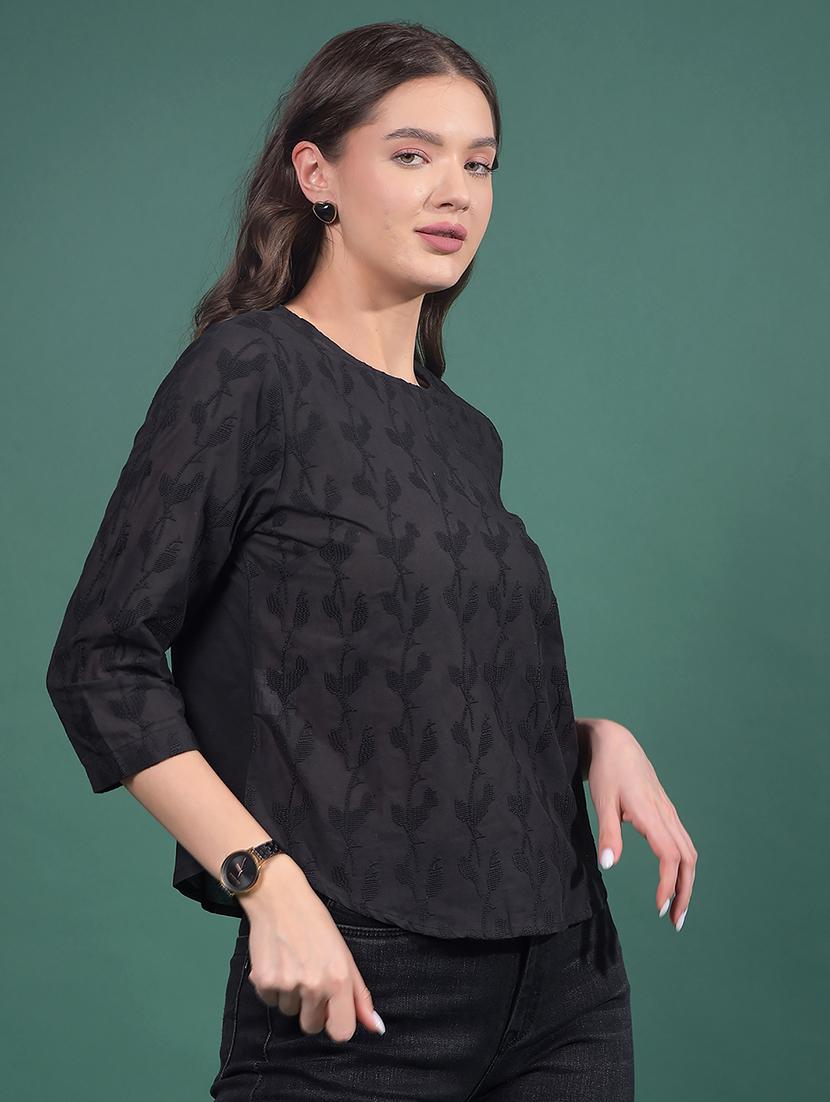 women embroidered round neck regular top - 21916079 - Standard Image - 1