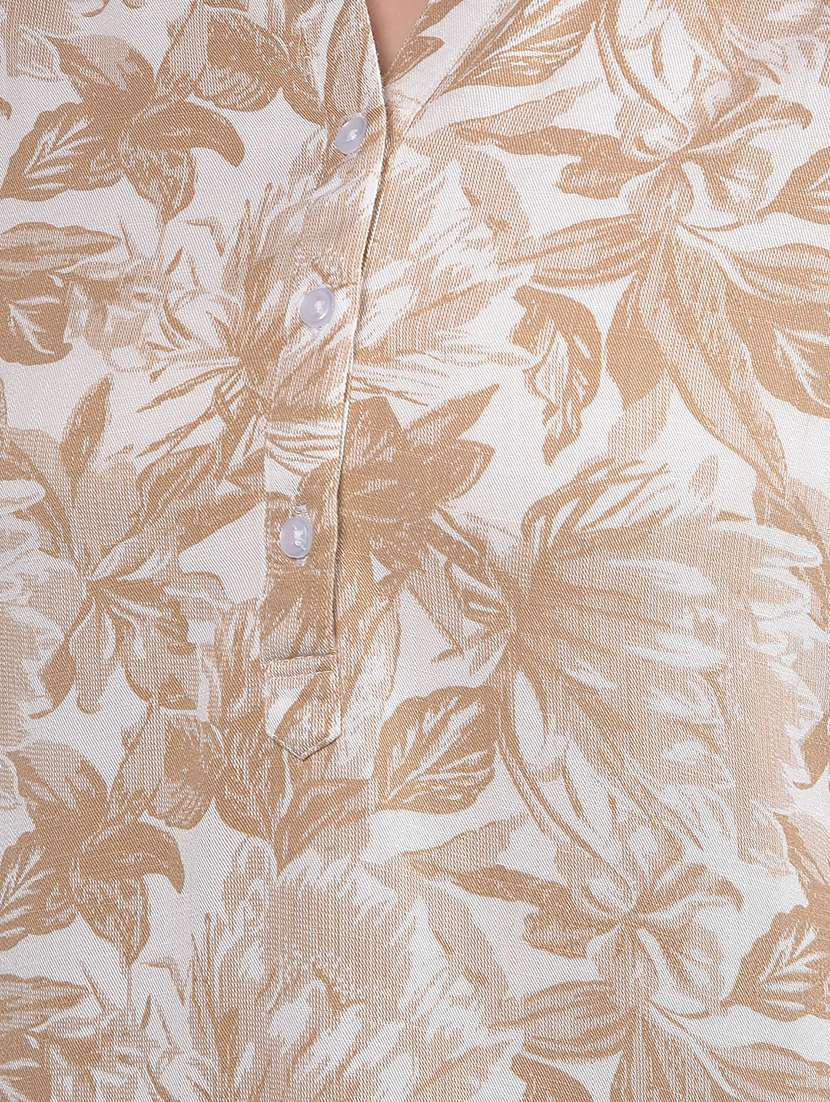 women printed mandarin neck high low tunic - 21916083 -  Standard Image - 4